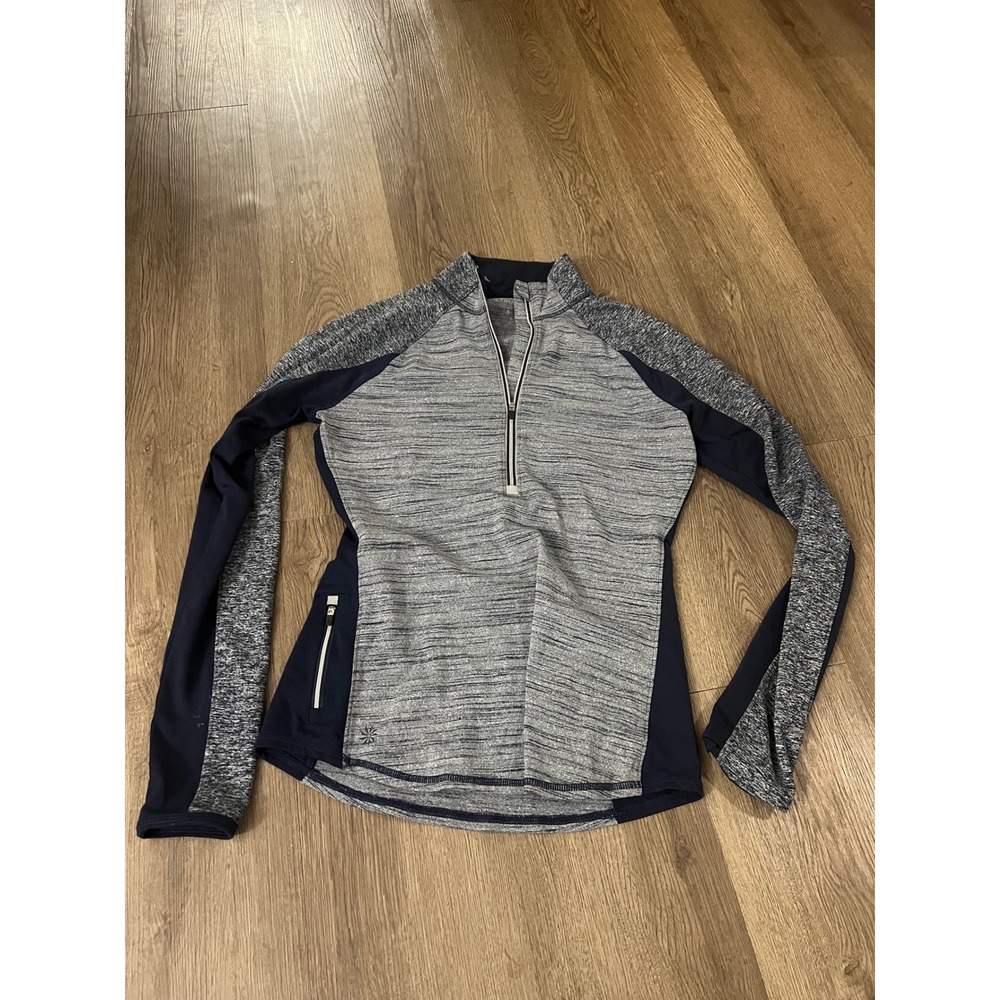 Athleta Womens Quarter Zip Pullover Space Dye Gray Running Top Size S